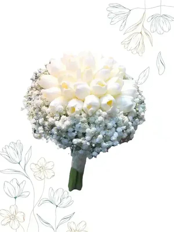 دسته گل عروس لاله پیمان سپید