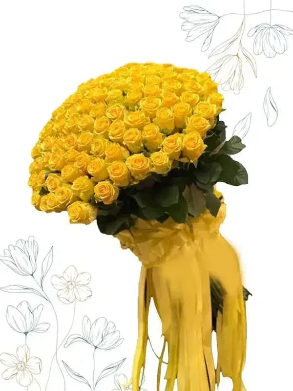 دسته گل رز زرد شکوه طلایی