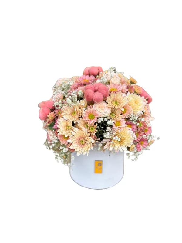 باکس گل گرد گلبهی کد b-134 – فروشگاه گل کارا | Kara Flower