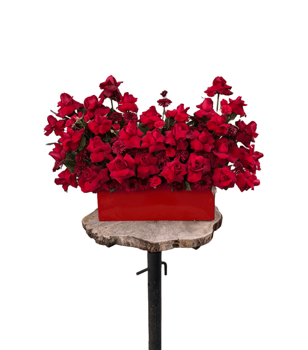 باکس گل قرمز مستطیلی کد b-138 – فروشگاه گل کارا | Kara Flower