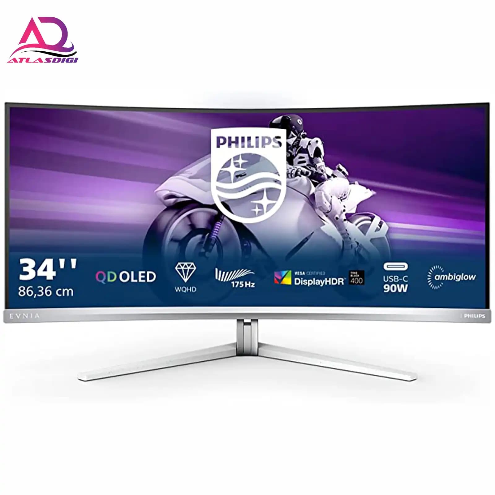 مانیتور گیمینگ خمیده 34 اینچ فیلیپس مدل Philips Evnia 34M2C8600 2023 4K 175HZ QD-OLED
