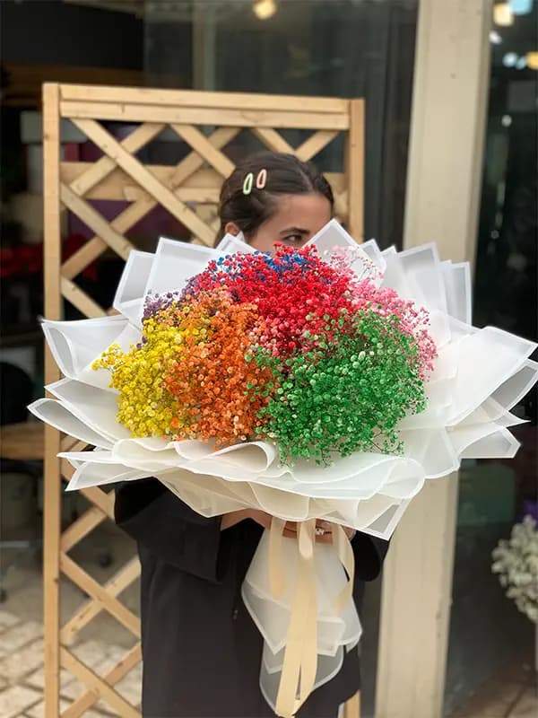 دسته گل ژیپسوفیلا رنگی — تصویر ۴