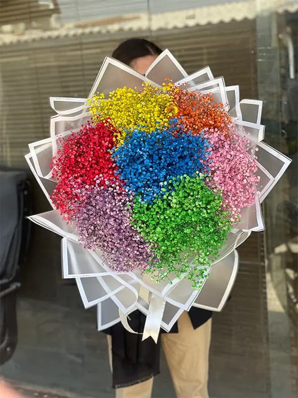دسته گل ژیپسوفیلا رنگی — تصویر ۵