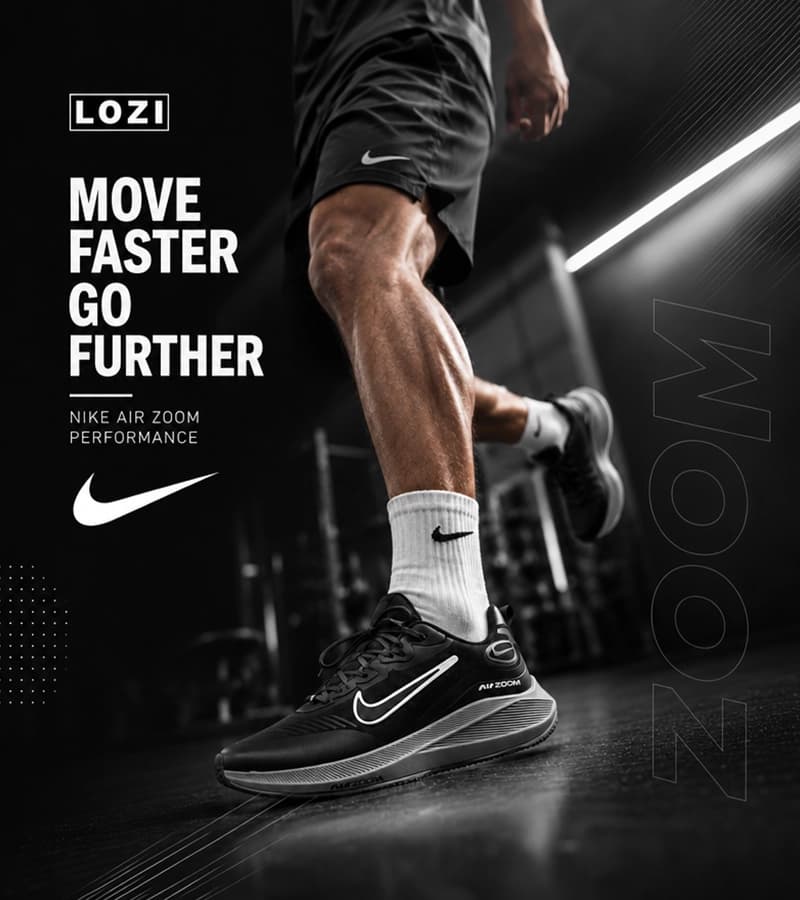 کفش کتانی مردانه و زنانه مشکی طوسی نایک NIKE air zoom | مدل 7587 — تصویر ۳