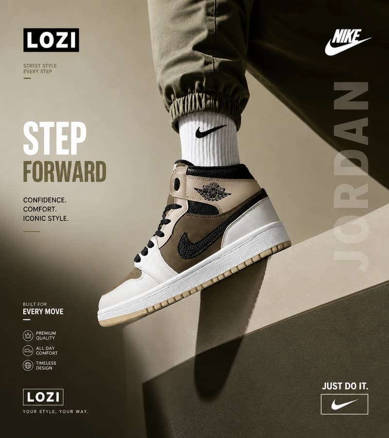 کفش کتانی ساقدار مردانه و زنانه کرم سبز NIKE jordan 1 | مدل 8142 — تصویر ۳