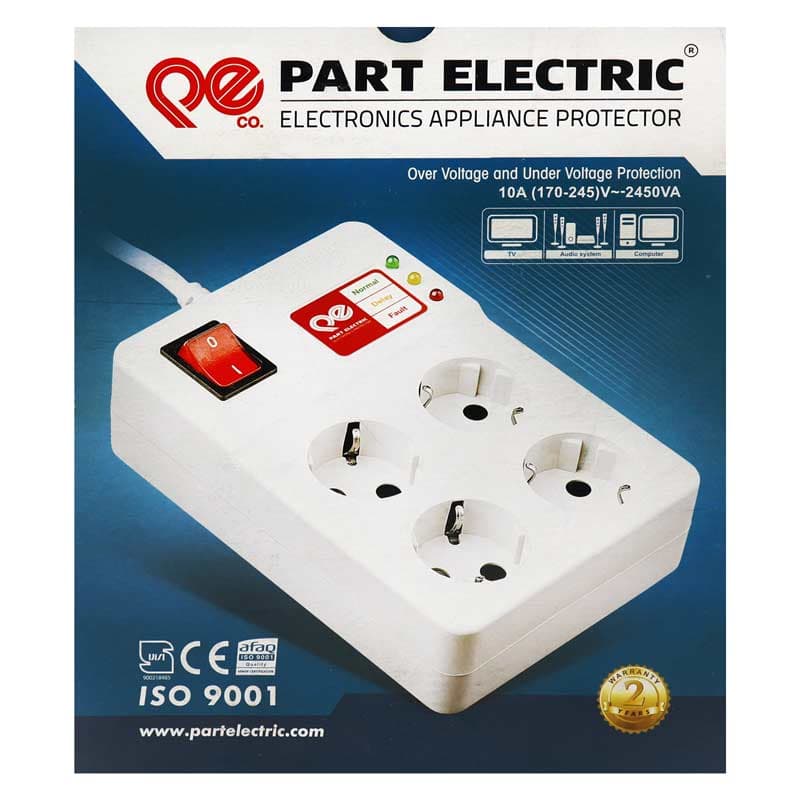 محافظ برق 4 خانه ارت دار پارت الکتریک PE894 با کابل 3 متری — تصویر ۶