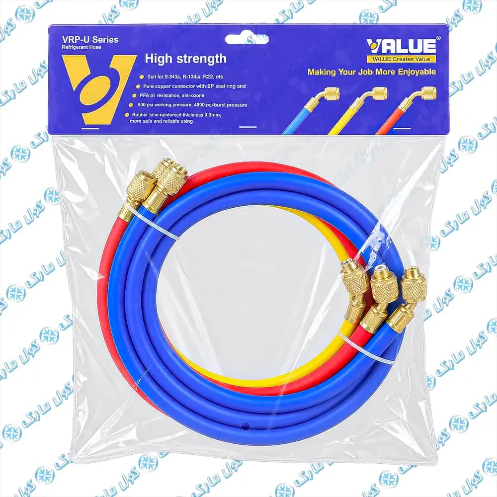 شیلنگ گیج والو سایز 180 سانتیمتر بسته 3 عددی VALUE VPR-U گاز 410
