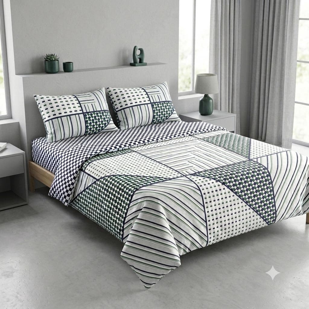 ست لحاف کاوری دونفره zone سبز Queen size