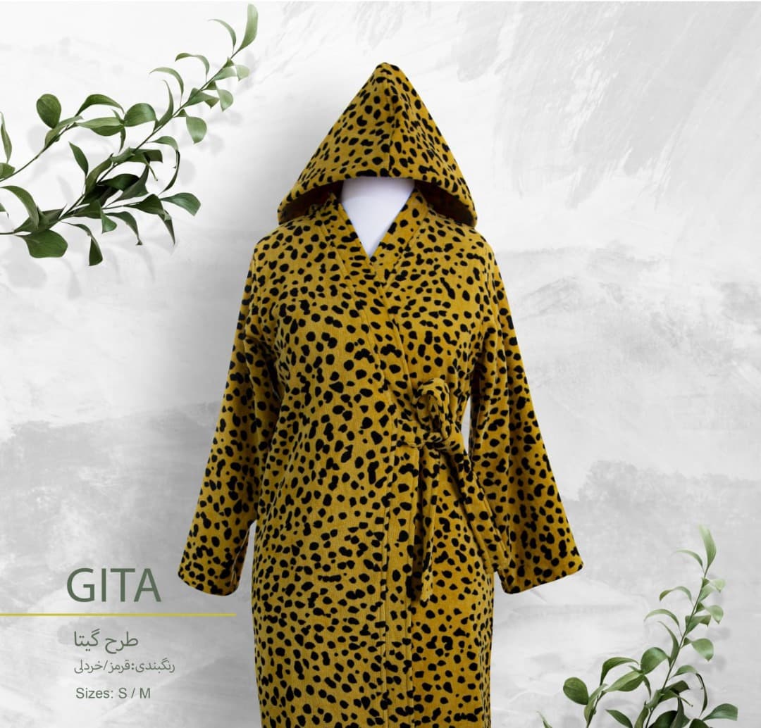 حوله پالتویی کلاه دار گیتا خردلی پودایران مدیوم — تصویر ۳