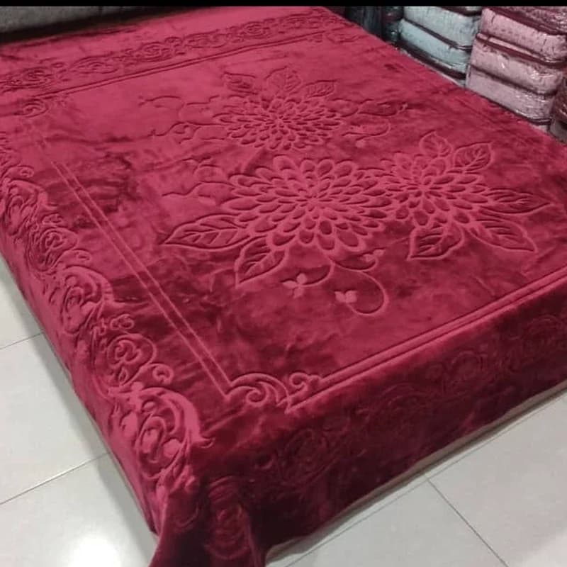 پتو گلبافت پلی استر یکنفره اناری — تصویر ۲