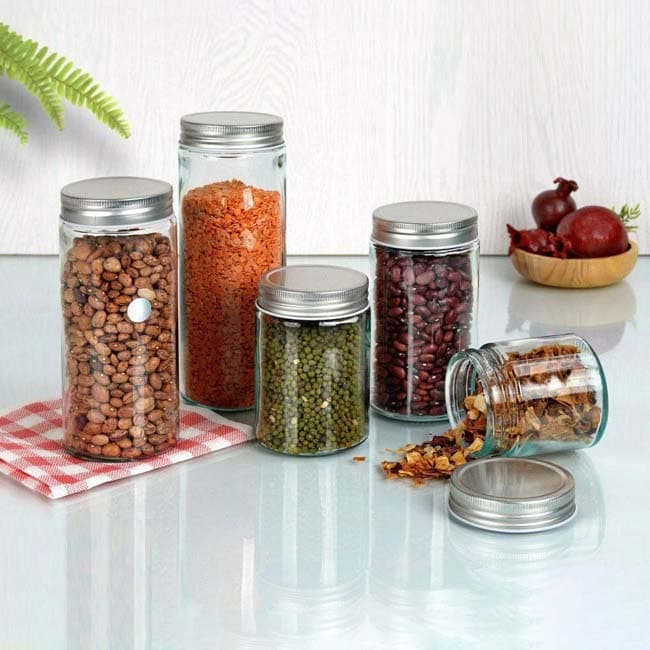 پک 7 عددی جاحبوباتی شیشه ای استوانه ای درب کانتینری (تمام7سایز) — تصویر ۱۱