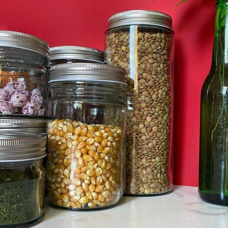 پک 7 عددی جاحبوباتی شیشه ای استوانه ای درب کانتینری (تمام7سایز) — تصویر ۸