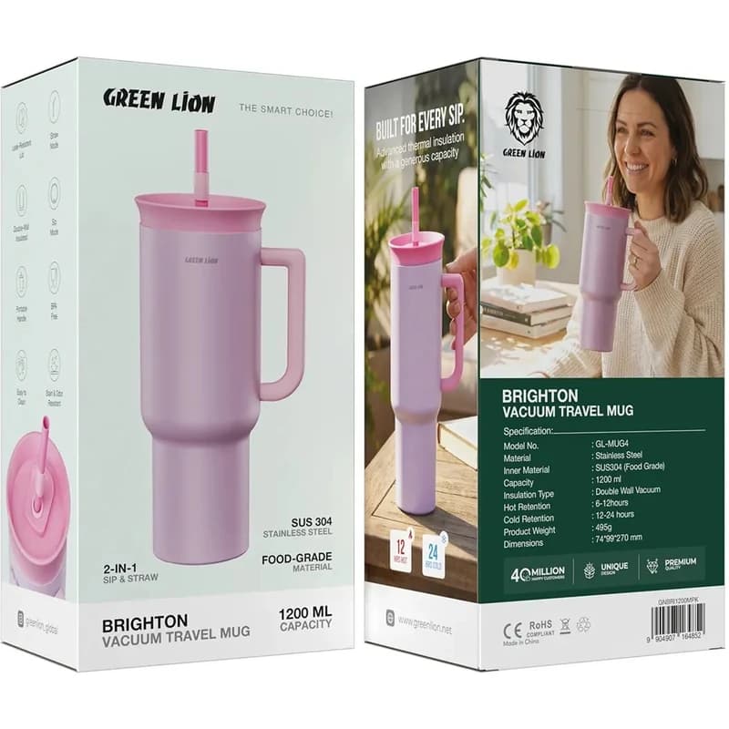 تراول ماگ گرین لاین مدل Brighton Vacuum GNBRI1200M گنجایش 1.2 لیتر — تصویر ۸