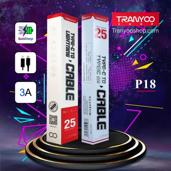 کابل شارژ فست پاوربانک میکرو TRANYOO مدل T-S18V