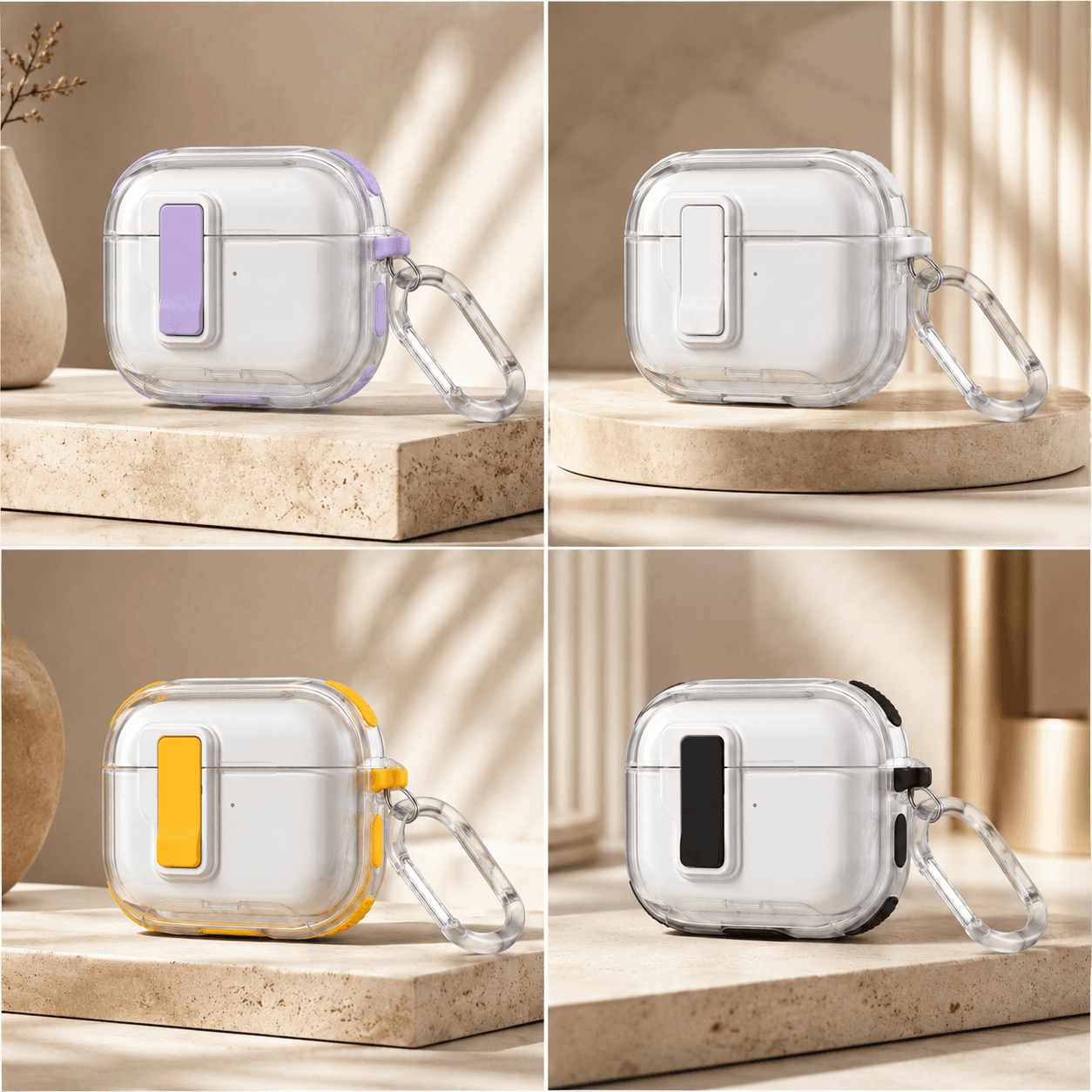 کاور ایرپاد candy clear رنگ یاسی مناسب و Airpods 4