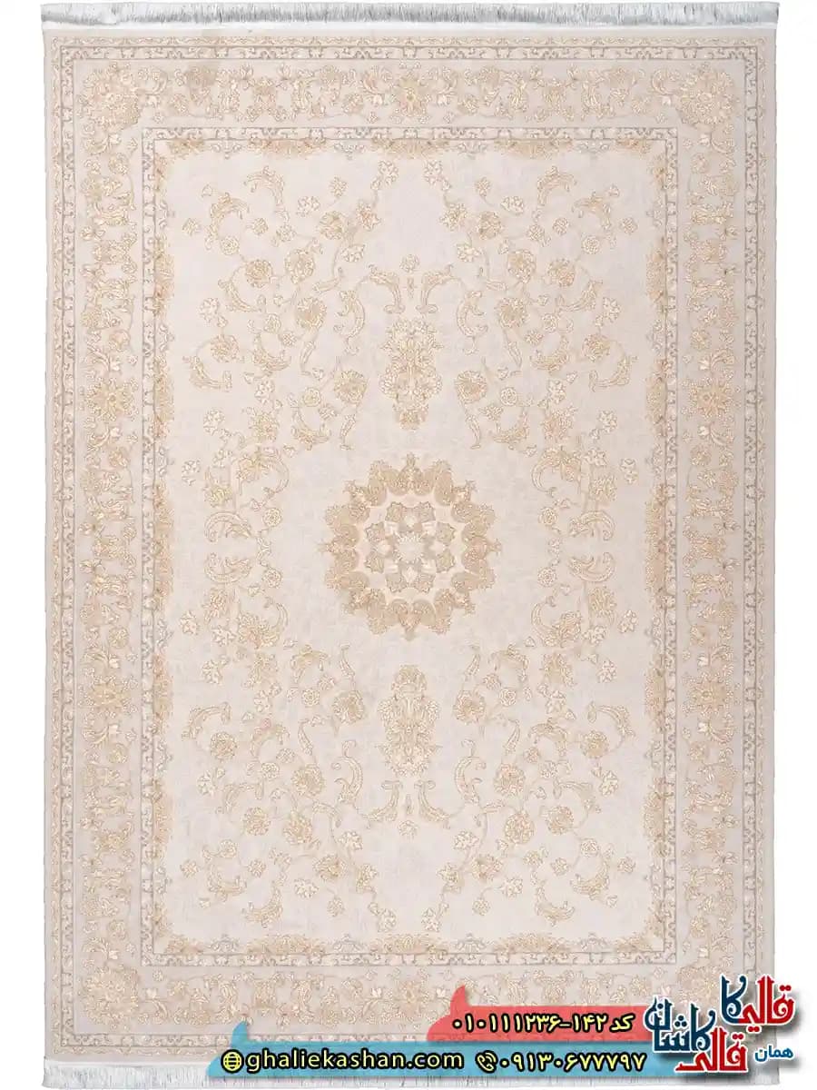 فرش ‌1200 ‌شانه ‌طرح ‌پالاسیون ‌زمینه ‌طوسی ‌نقره ‌ای ‌عاجی ‌گل ‌برجسته ‌کاشان ‌ — تصویر ۱۰