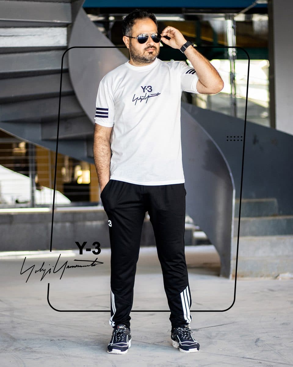 ست تیشرت شلوار مردانه سفید مشکی آستین کوتاه Y-3 مدل 1552 — تصویر ۹