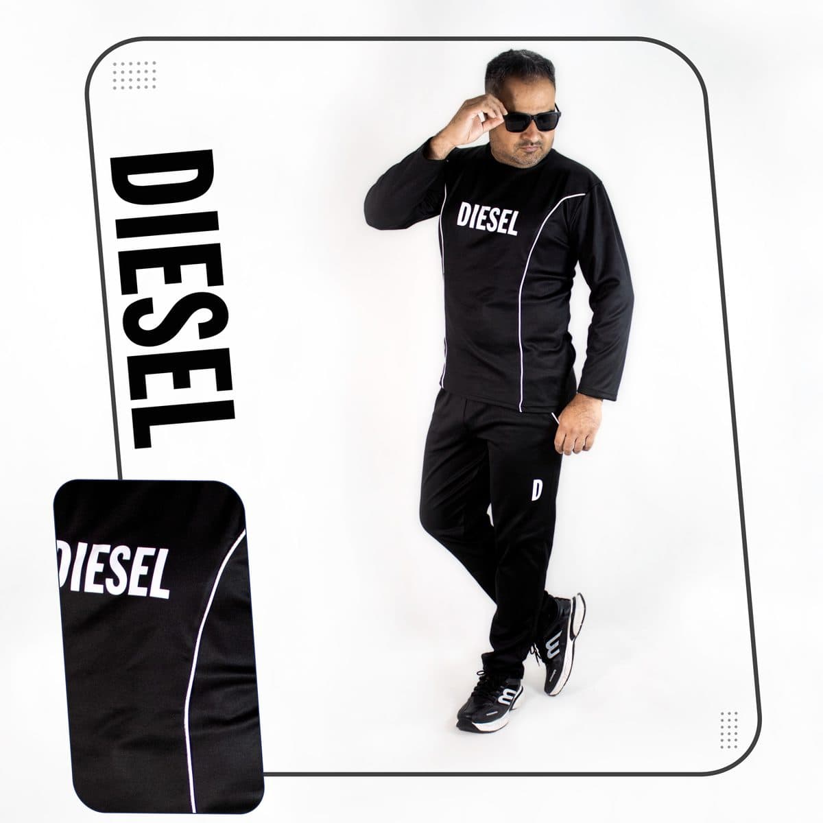 ست تیشرت شلوار آستین بلند مشکی DIESEL مدل 1931 — تصویر ۷