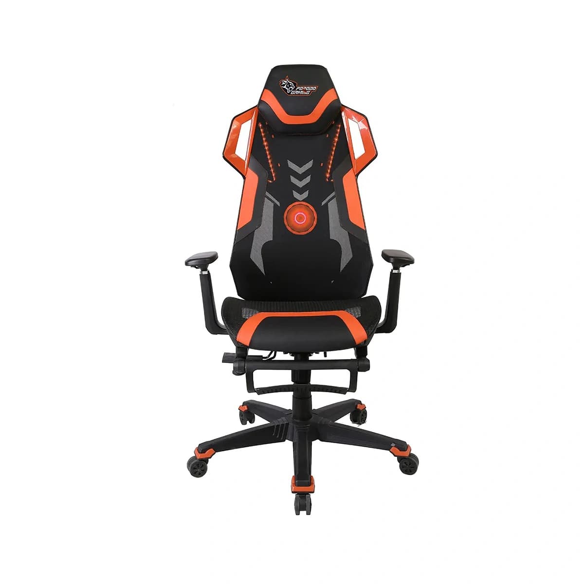 صندلی گیمینگ ارگونومیک Porodo با نورپردازی RGB و اسپیکر داخلی مدل PDX370BKOG