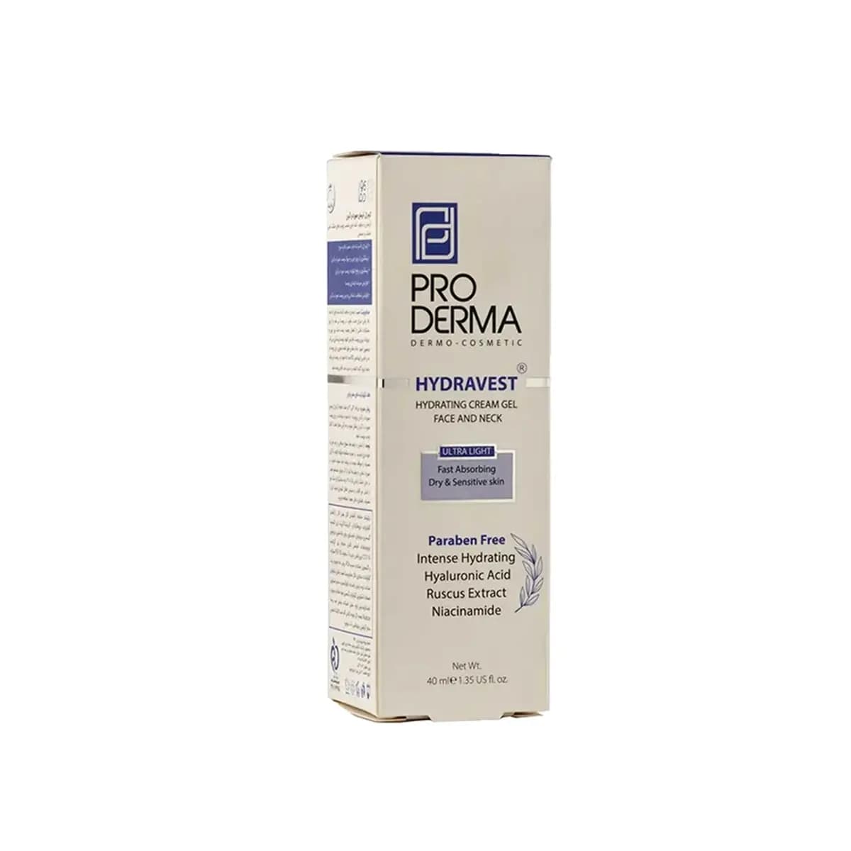 کرم ژل آبرسان صورت و گردن پرودرما مدل هیدرا وست 40ml — تصویر ۲
