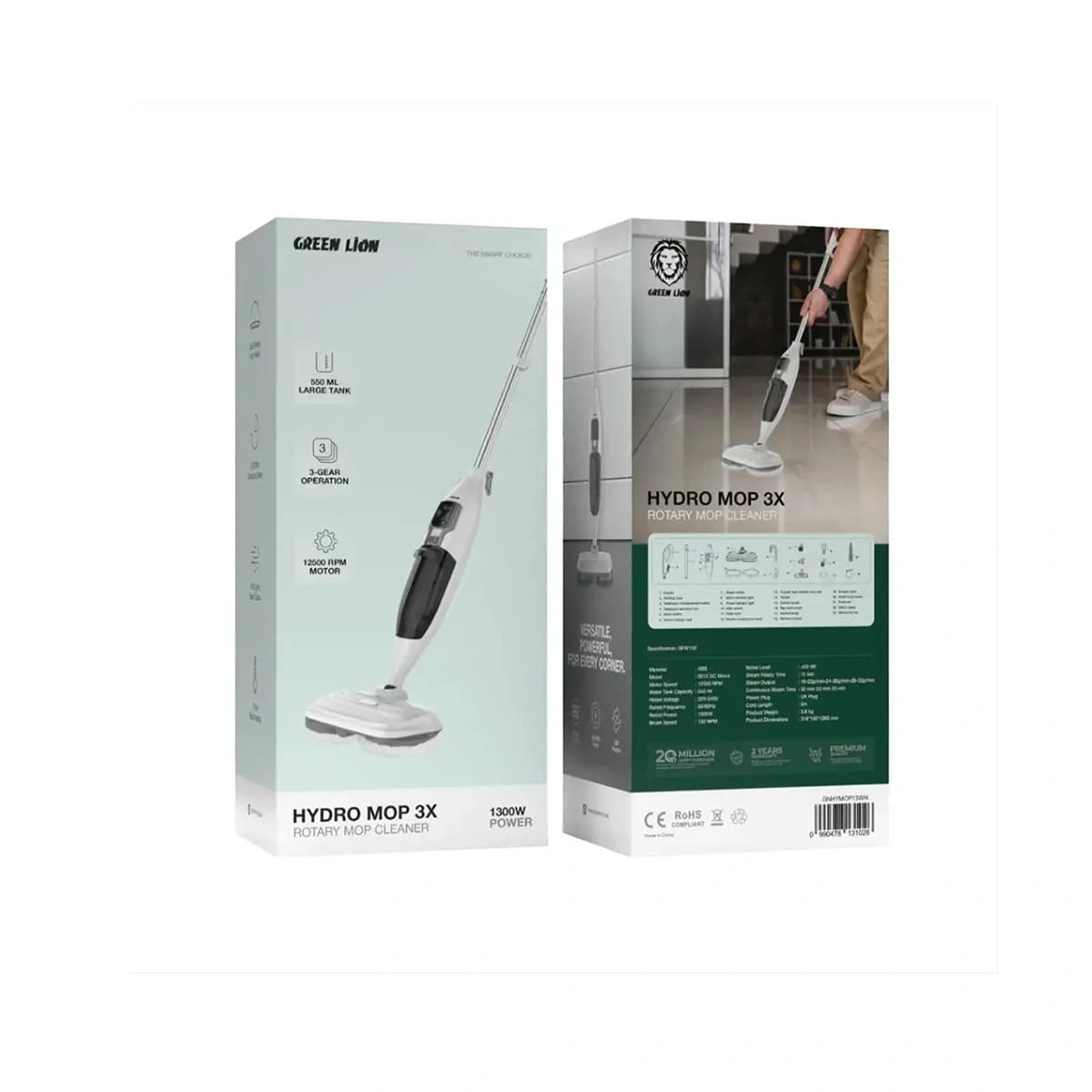 بخارشوی و زمین‌شوی Hydro Mop 3X گرین لاین مدل GNHYMOP13WH — تصویر ۳