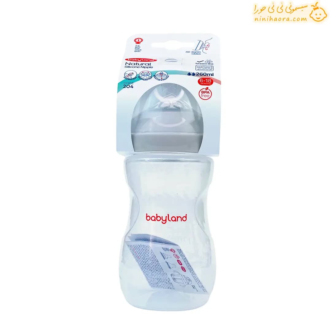 شیشه شیر بیبی لند 260 میلی لیتری مدل 204 — تصویر ۱۱