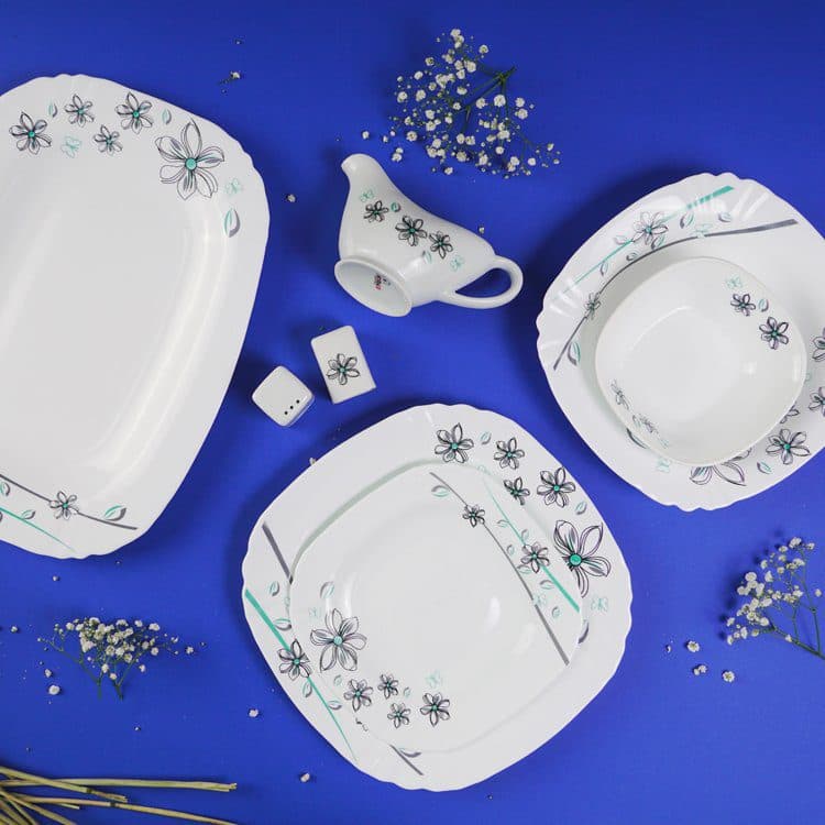 سرویس غذا خوری 40 پارچه اوپال هومیت طرح ماریا آبی مربع