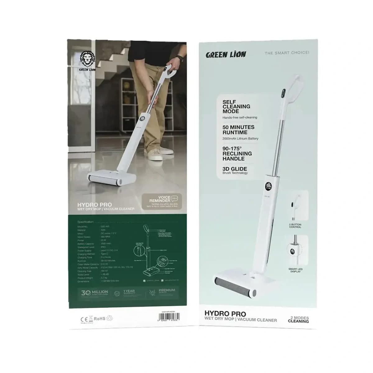 جارو و تی شارژی آب و خاک گرین لاین مدل Green Lion Hydro Pro Wet Dry Mop and Vacuum Cleaner White — تصویر ۳