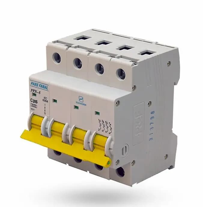 کلید مینیاتوری 25 آمپر چهار پل پارس‌فانال PFN-3P+N-6KA MCB-25A