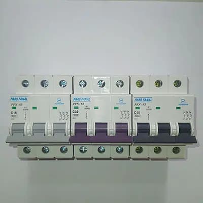 کلید مینیاتوری 2 آمپر سه پل پارسفانال PFN-3P-6KA MCB-2A — تصویر ۳