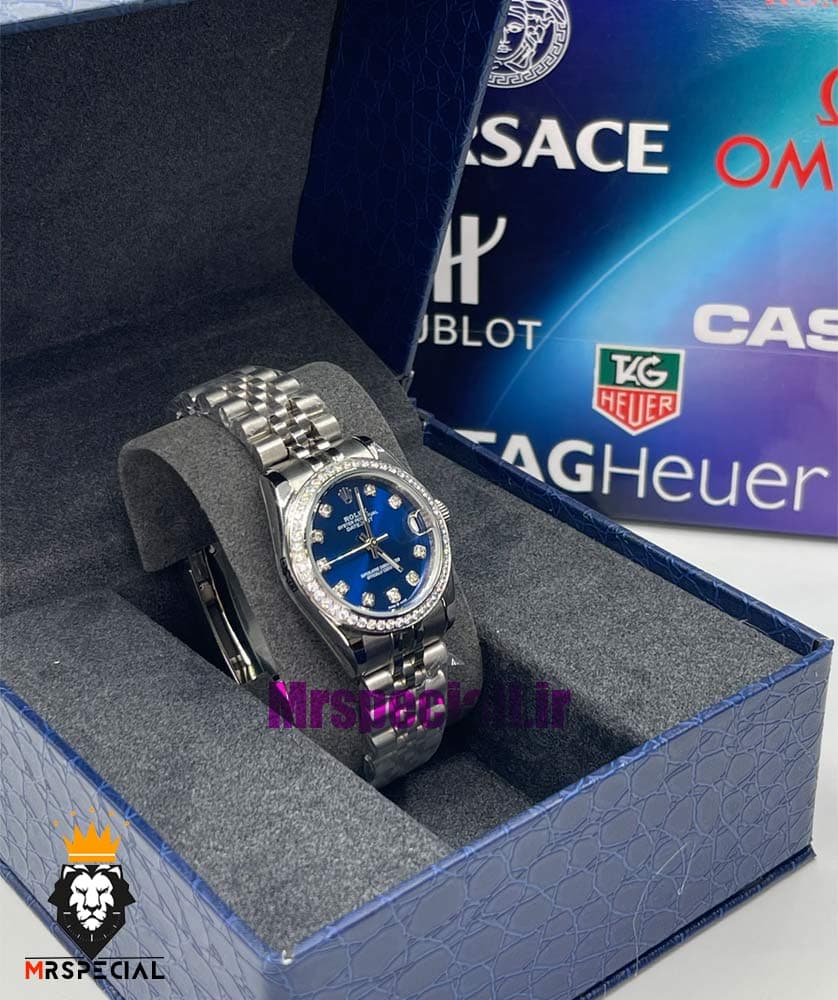 ساعت رولکس زنانه دیت جاست اتوماتیک استیل قاب نگین صفحه ابی 021470 ROLEX DATEJUST — تصویر ۱۰