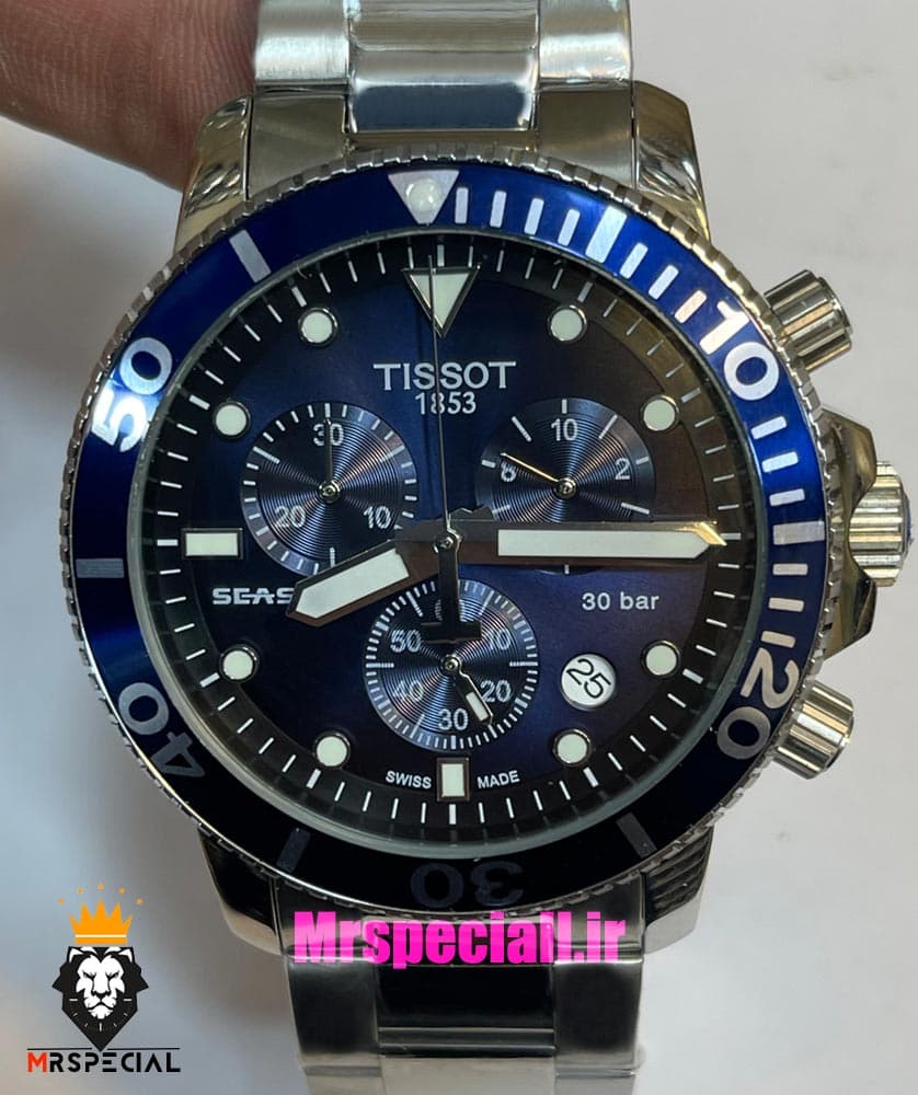 ساعت تیسوت مردانه مدل سی استار موتورکرنوگراف بند استیل صفحه ابی 021433 TISSOT SEASTAR — تصویر ۹