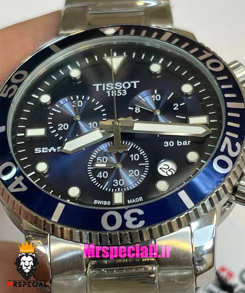 ساعت تیسوت مردانه مدل سی استار موتورکرنوگراف بند استیل صفحه ابی 021433 TISSOT SEASTAR — تصویر ۱۱