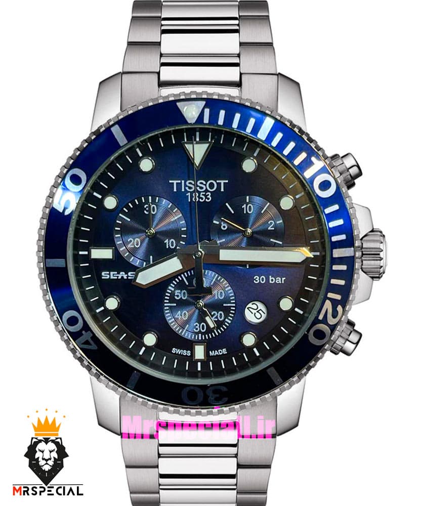 ساعت تیسوت مردانه مدل سی استار موتورکرنوگراف بند استیل صفحه ابی 021433 TISSOT SEASTAR — تصویر ۲