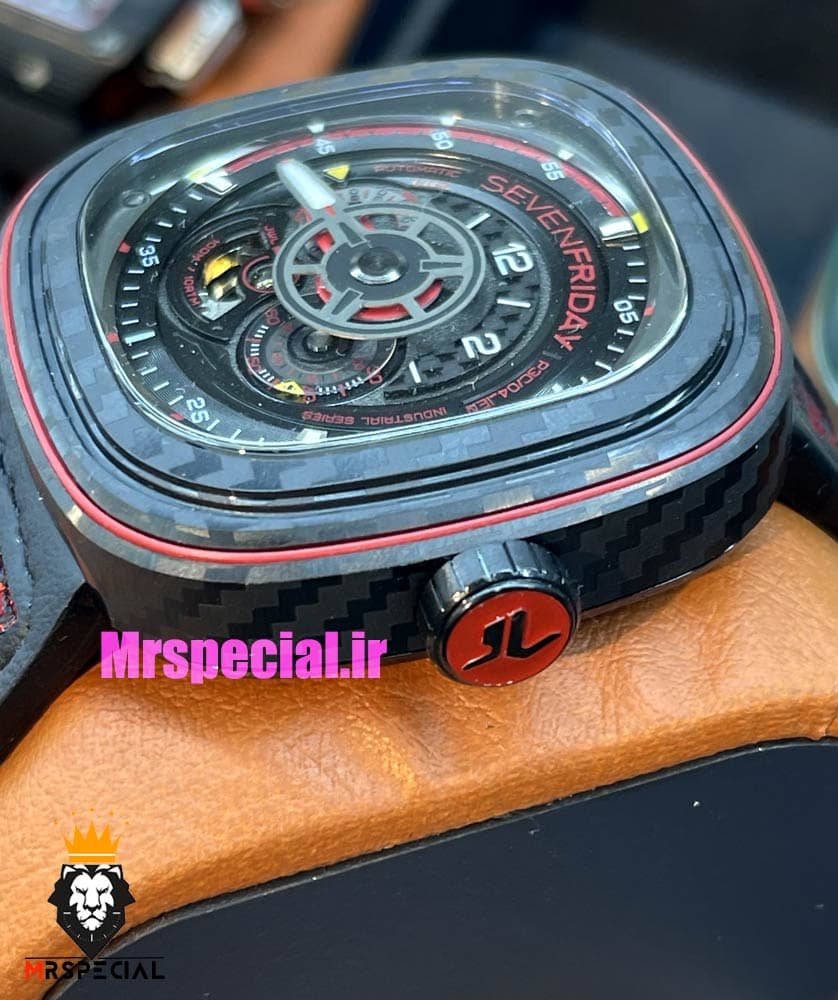 ساعت مچی مردانه سون فرایدی اتوماتیک بند رابر مشکی قرمز صفحه مشکی قرمز SEVENFRIDAY 021409 — تصویر ۹