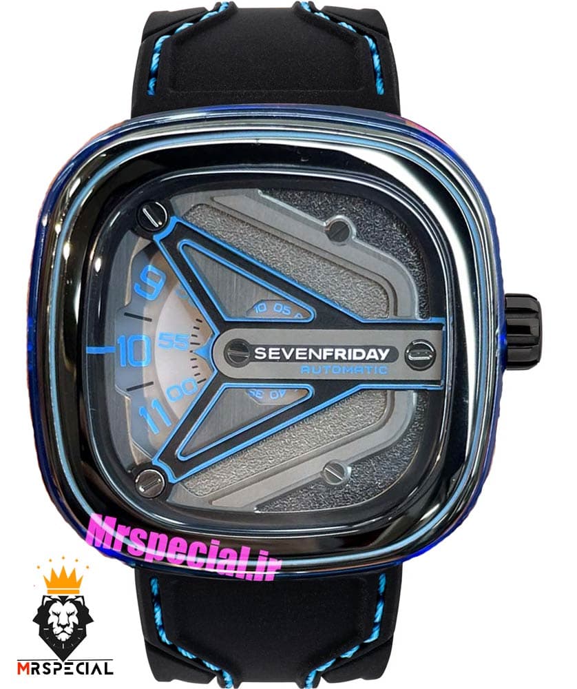ساعت مچی مردانه سون فرایدی اتوماتیک بند رابر مشکی صفحه مشکی SEVENFRIDAY 021408