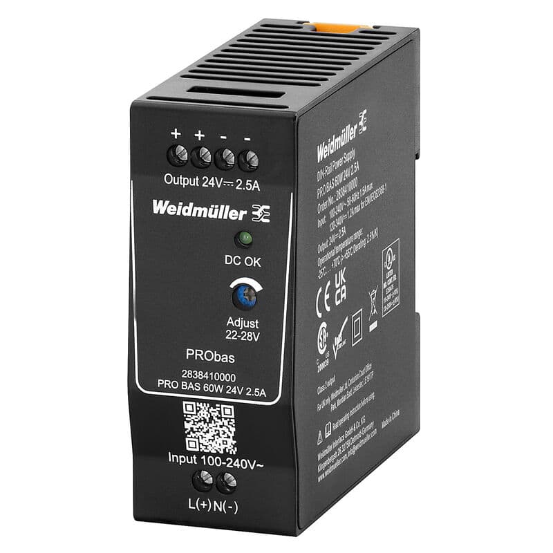 منبع تغذیه پرو باس وایدمولر PRO BAS 60W 24V 2.5A 2838410000 — تصویر ۳