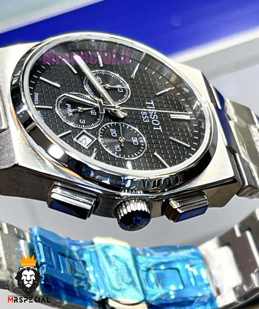 ساعت تیسوت مردانه مدل پی ار ایکس استیل کرنوگراف صفحه مشکی 021399 TISSOT PRX — تصویر ۵