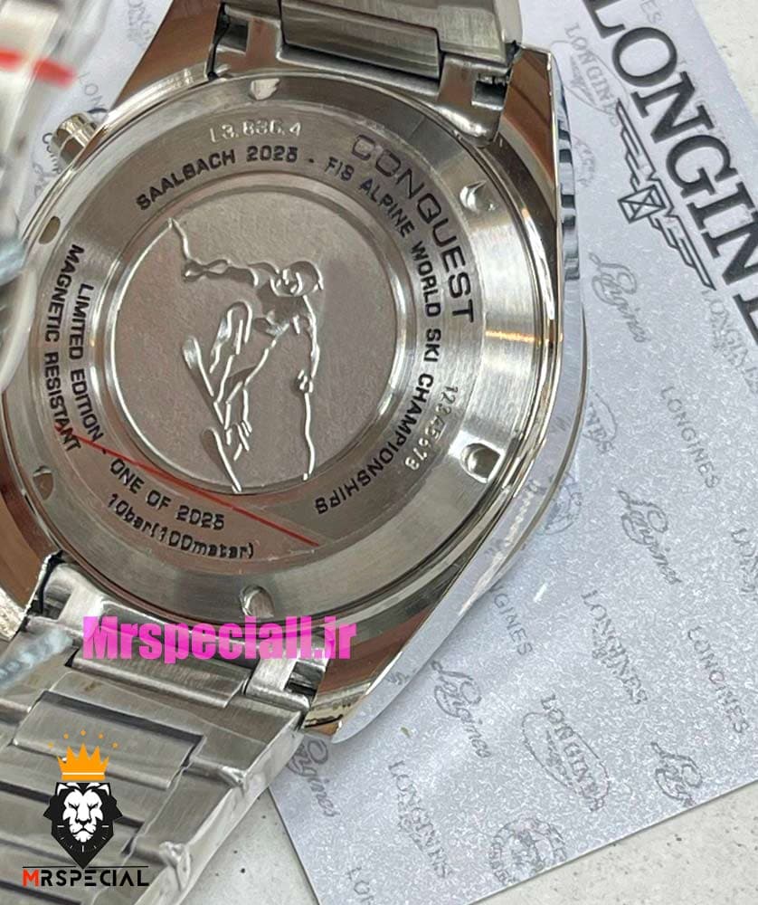 ساعت لونژین مردانه کرنوگراف استیل صفحه نوک مدادی LONGINES Conquest 021376 — تصویر ۷