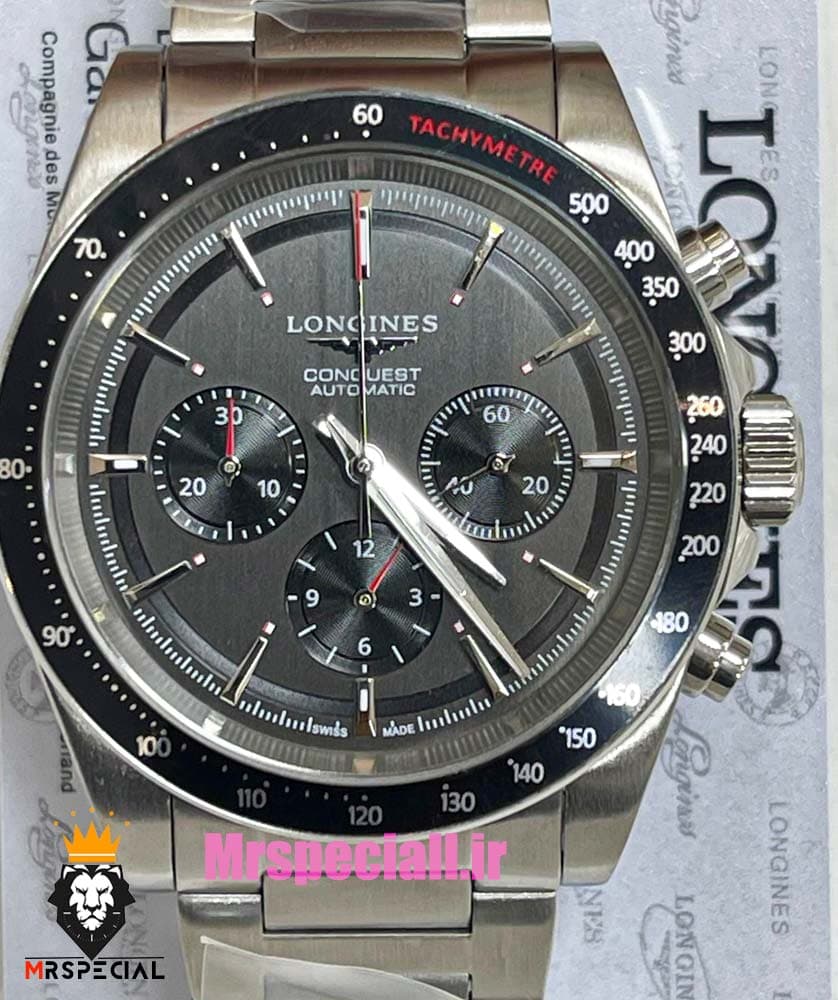 ساعت لونژین مردانه کرنوگراف استیل صفحه نوک مدادی LONGINES Conquest 021376 — تصویر ۳