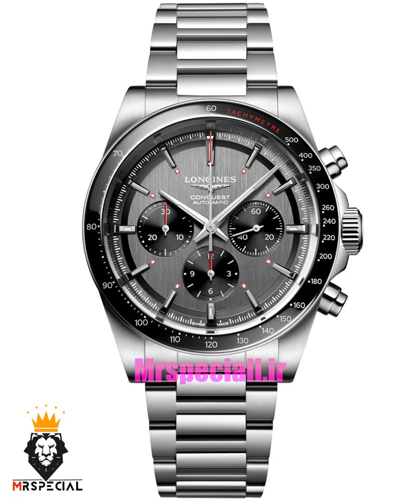 ساعت لونژین مردانه کرنوگراف استیل صفحه نوک مدادی LONGINES Conquest 021376