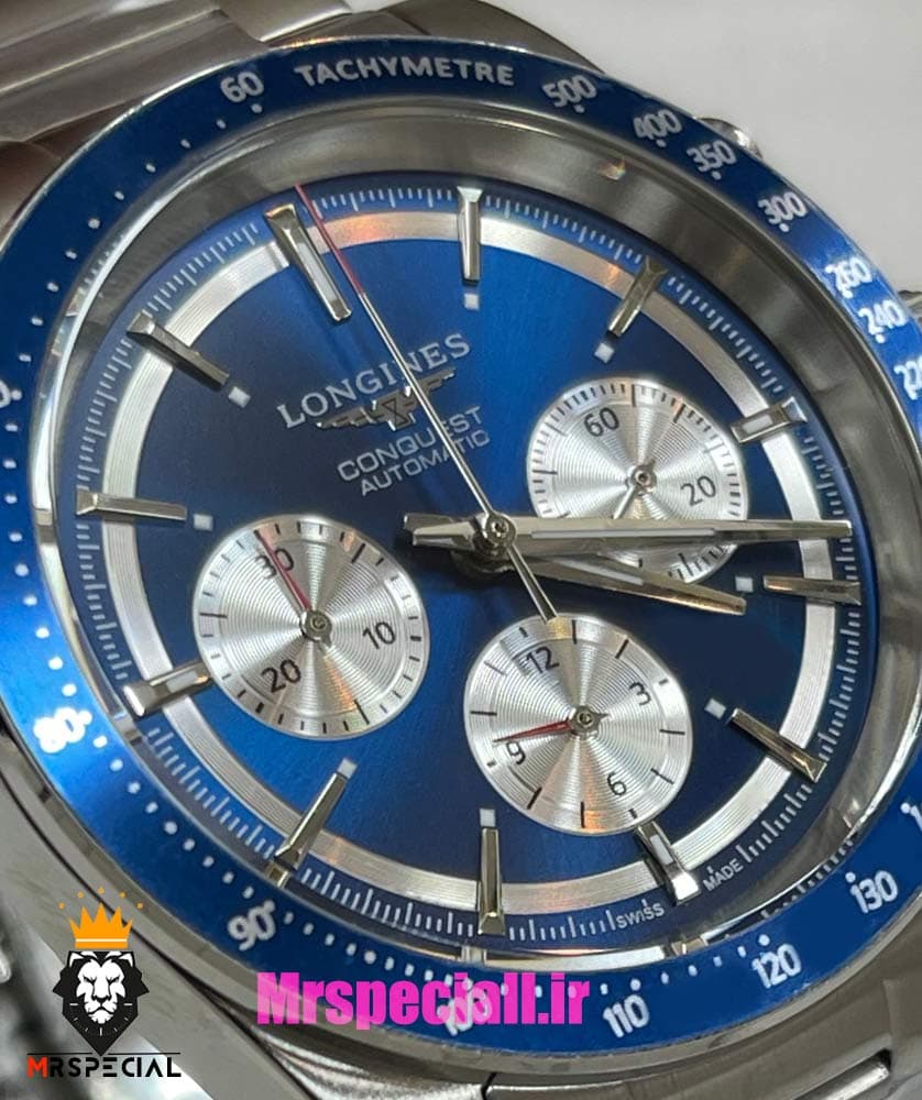 ساعت لونژین مردانه کرنوگراف استیل صفحه ابی LONGINES Conquest 021374 — تصویر ۱۱