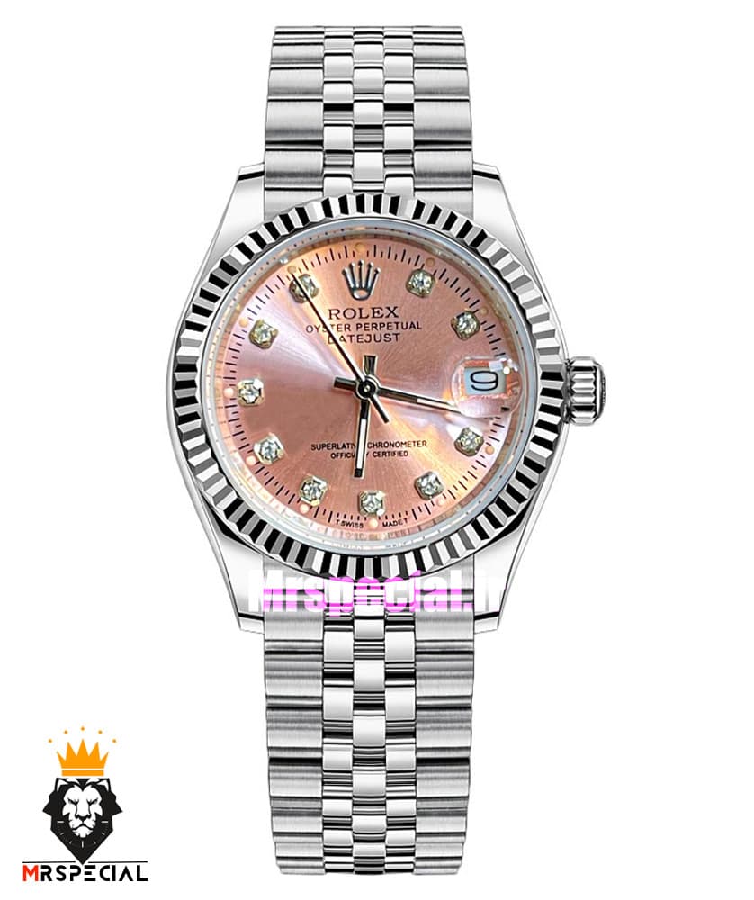 ساعت رولکس زنانه دیت جاست کوارتز استیل صفحه صورتی 021364 ROLEX DATEJUST