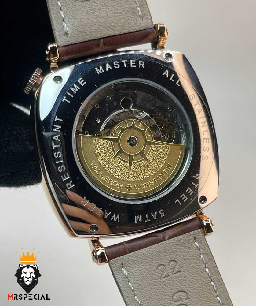 ساعت مردانه واشرون کنستانتین اتوماتیک رزگلد بند چرم صفحه سفید Vacheron Constantin 021335 — تصویر ۱۰
