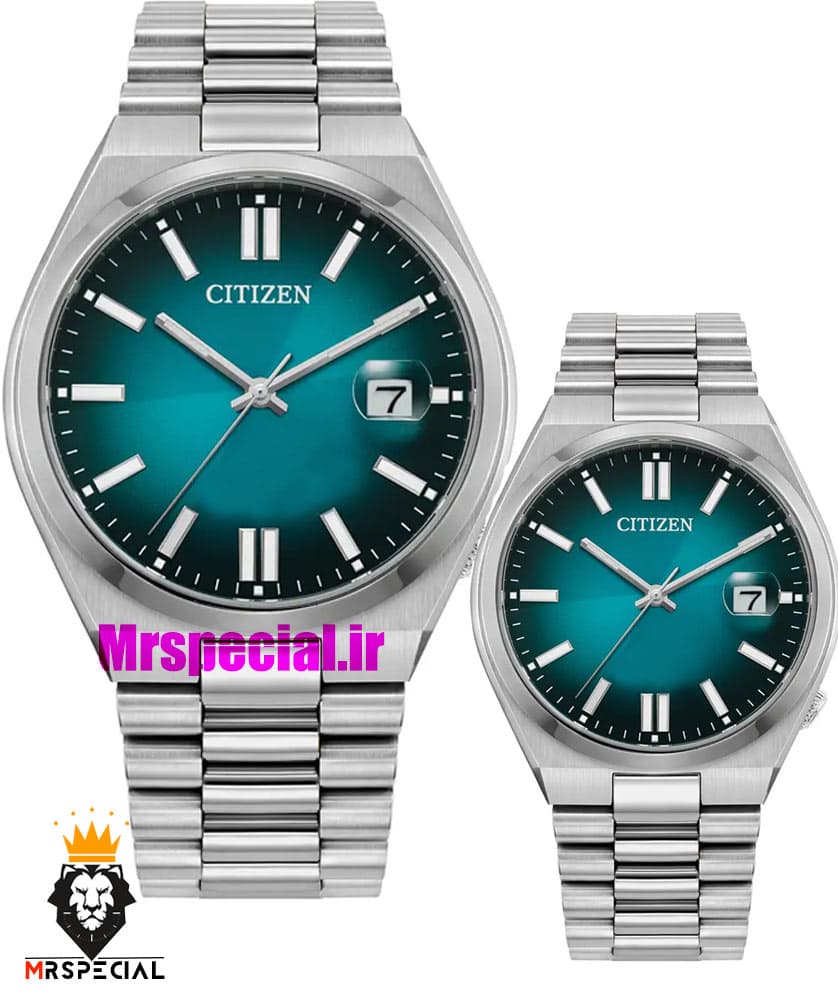 ساعت سیتیزن ست مردانه و زنانه سویوسا کوارتز استیل صفحه کله غازی 021322 CITIZEN TSUYOSA