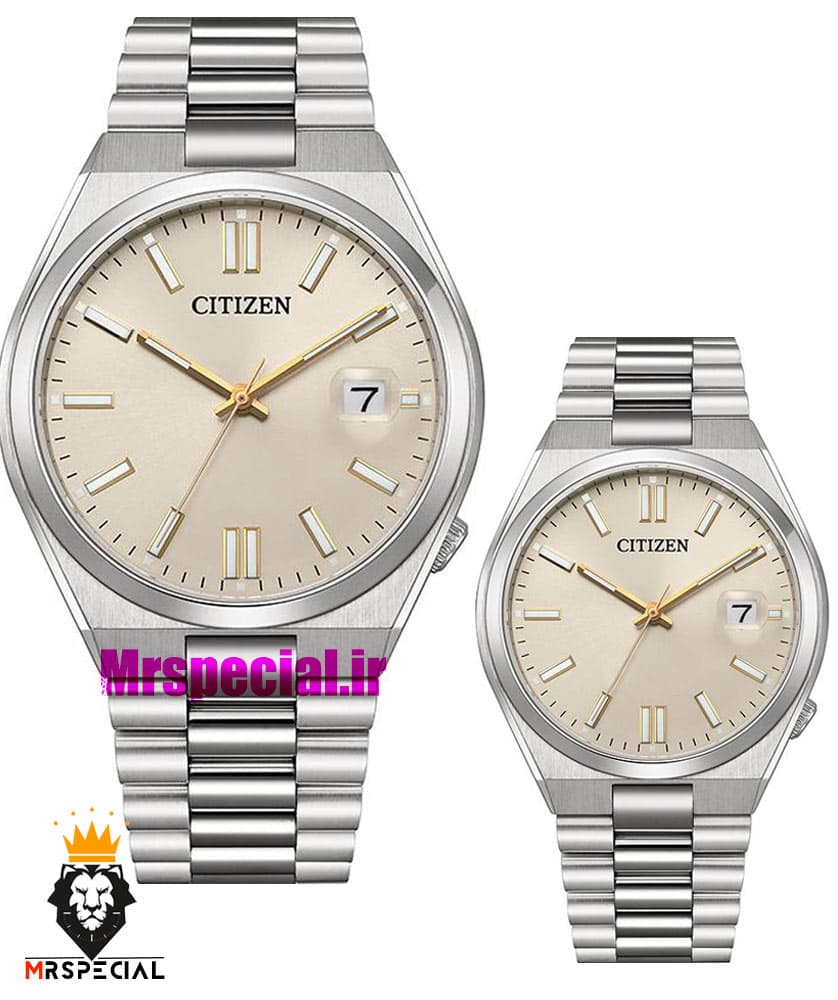ساعت سیتیزن ست مردانه و زنانه سویوسا کوارتز استیل صفحه طوسی 021318 CITIZEN TSUYOSA