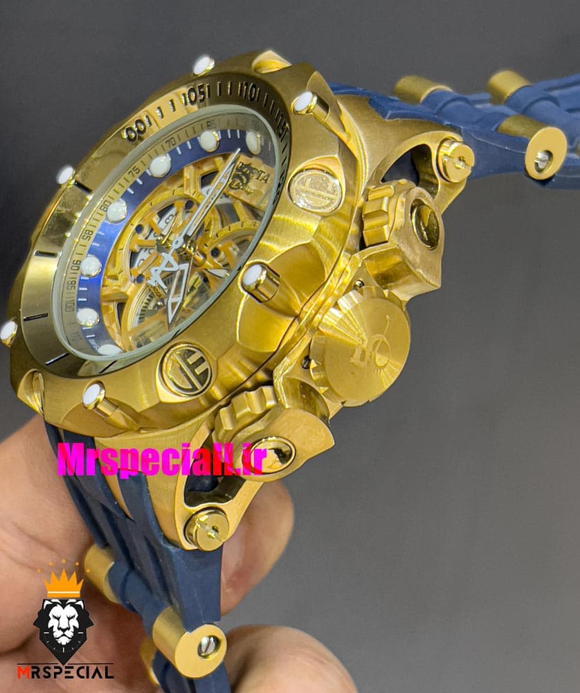 ساعت اینویکتا مردانه هیبرید طلایی کرنوگراف بند رابر ابی INVICTA Hybrid 021298 — تصویر ۵