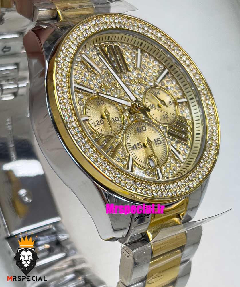 ساعت مایکل کورس زنانه استیل دو رنگ طلایی کرنوگراف صفحه فول نگین 021294 MICHAEL KORS — تصویر ۹