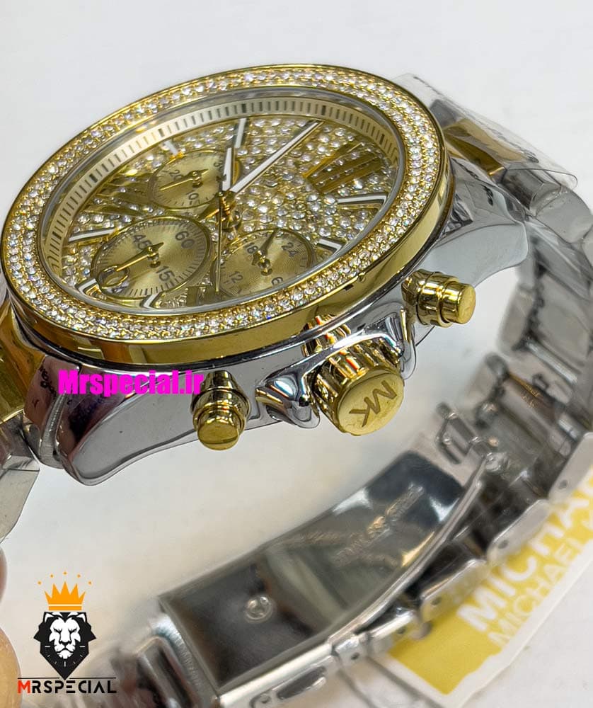 ساعت مایکل کورس زنانه استیل دو رنگ طلایی کرنوگراف صفحه فول نگین 021294 MICHAEL KORS — تصویر ۱۰