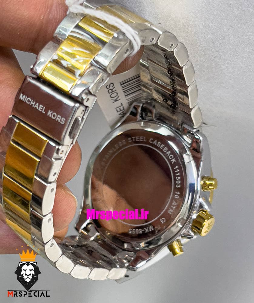 ساعت مایکل کورس زنانه استیل دو رنگ طلایی کرنوگراف صفحه فول نگین 021294 MICHAEL KORS — تصویر ۱۱